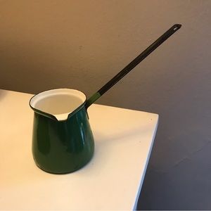 Vintage enamelware green butter or sauce warmer